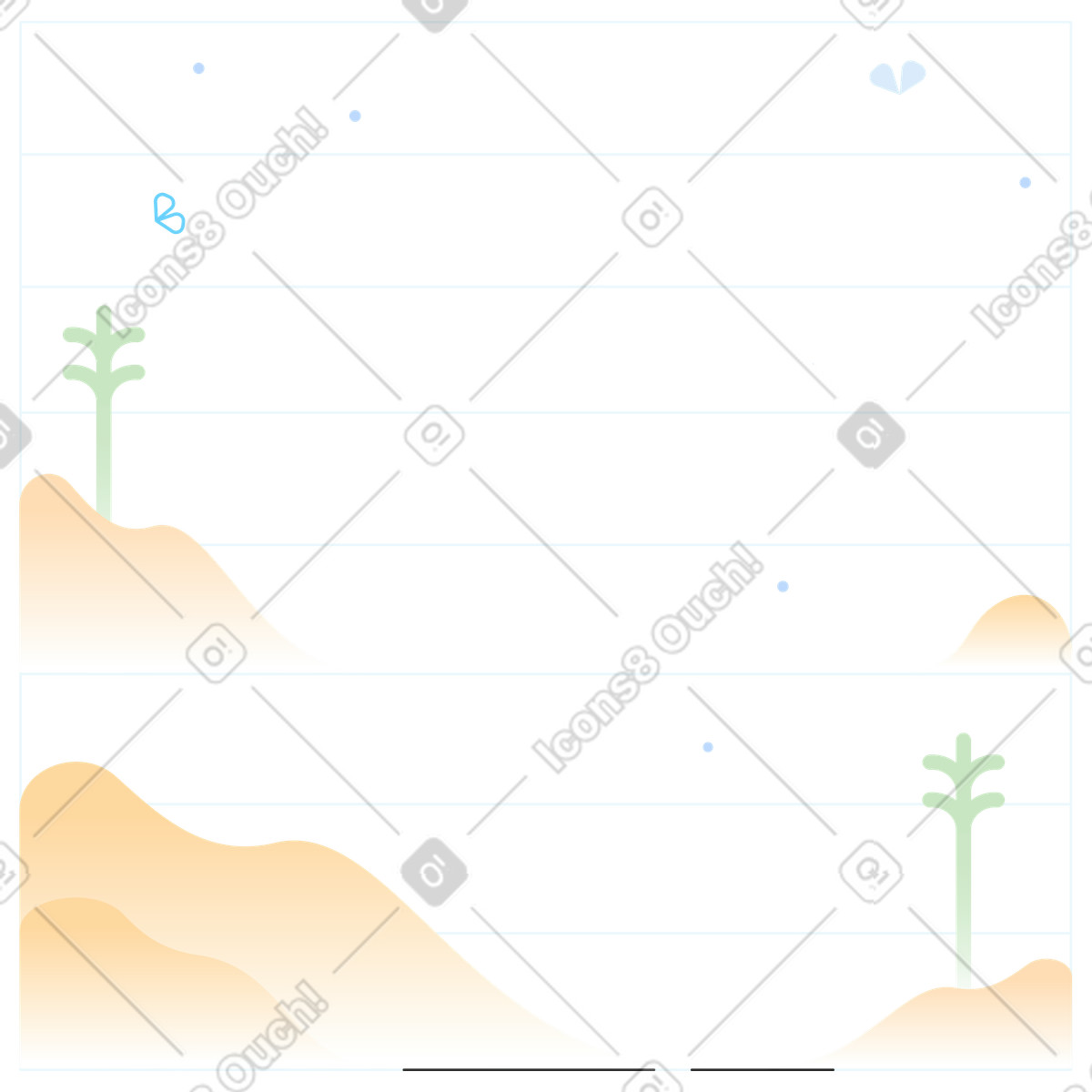 下载 Marginalia 风格的 Striped background with yellow mountains and grass 插画，支持 PNG、SVG 格式