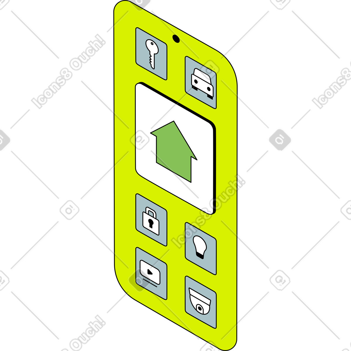Smart home app screen illustration in Isometric style download in PNG, SVG