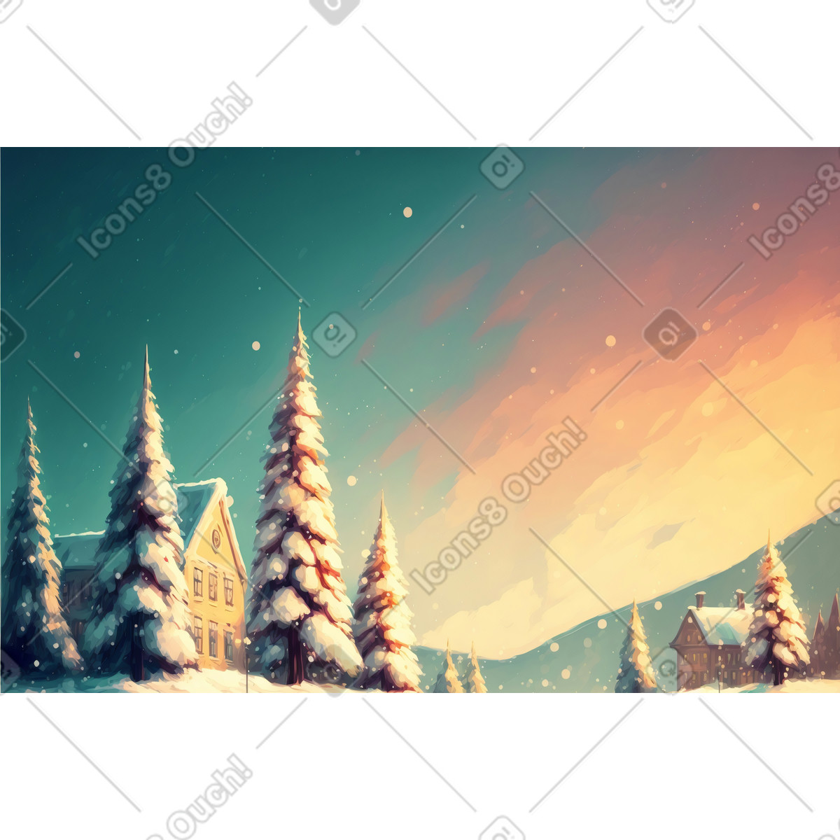 3D christmas city background illustration in Experimental style download in PNG, SVG