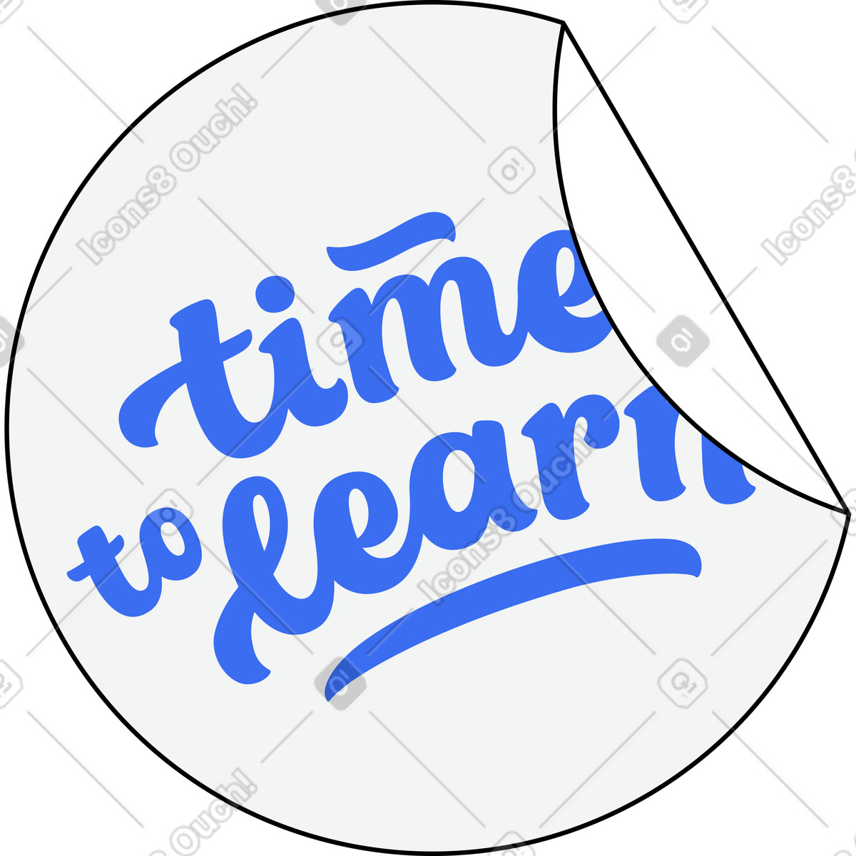 Illustration Autocollant avec texte « il est temps d'apprendre » dans le style Kindy à télécharger aux formats PNG, SVG