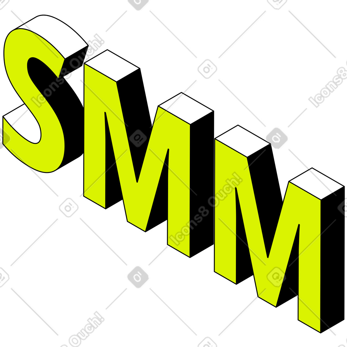 Isometric 스타일의 레터링 smm 텍스트 일러스트레이션 PNG, SVG 다운로드