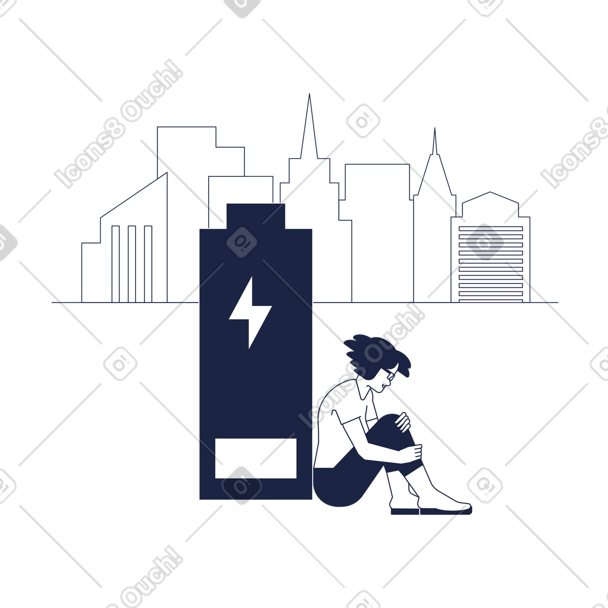 Illustration Dépression dans la ville le style Urban Line à télécharger aux formats PNG, SVG