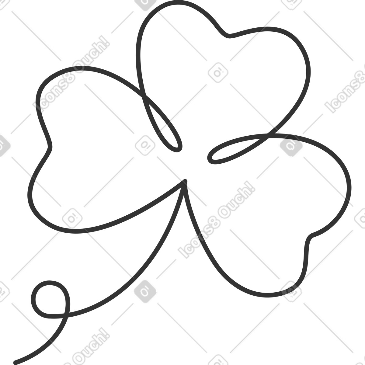 Clover illustration in Crayon style download in PNG, SVG