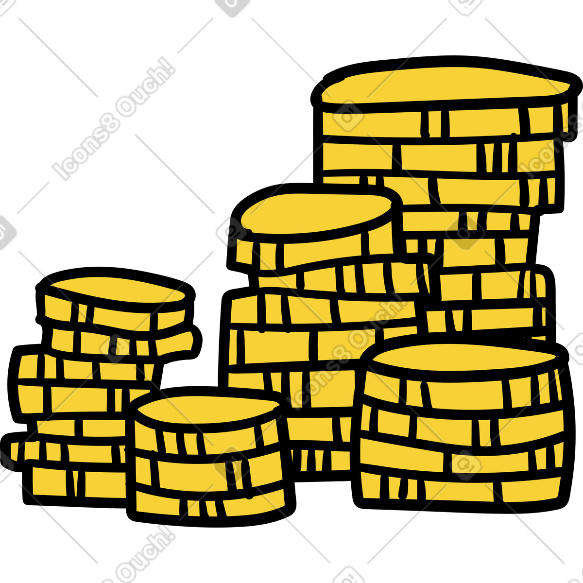 Wiggle スタイルの 金貨の山 のイラストをPNG、SVG形式でダウンロード