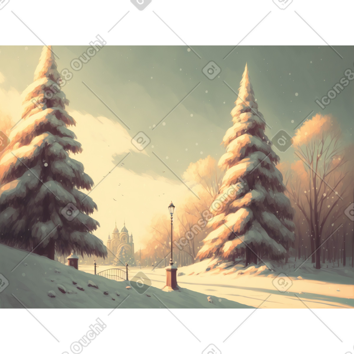 3d-hintergrund der winterstadt-Illustration im Experimental-Stil als Download in PNG, SVG
