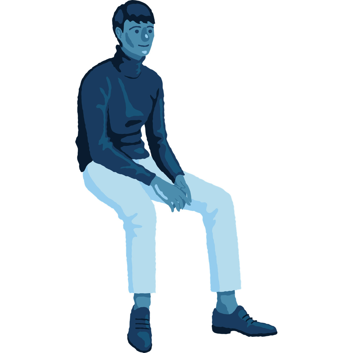 下载 Cherry 风格的 Man sitting front 插画，支持 PNG、SVG 格式