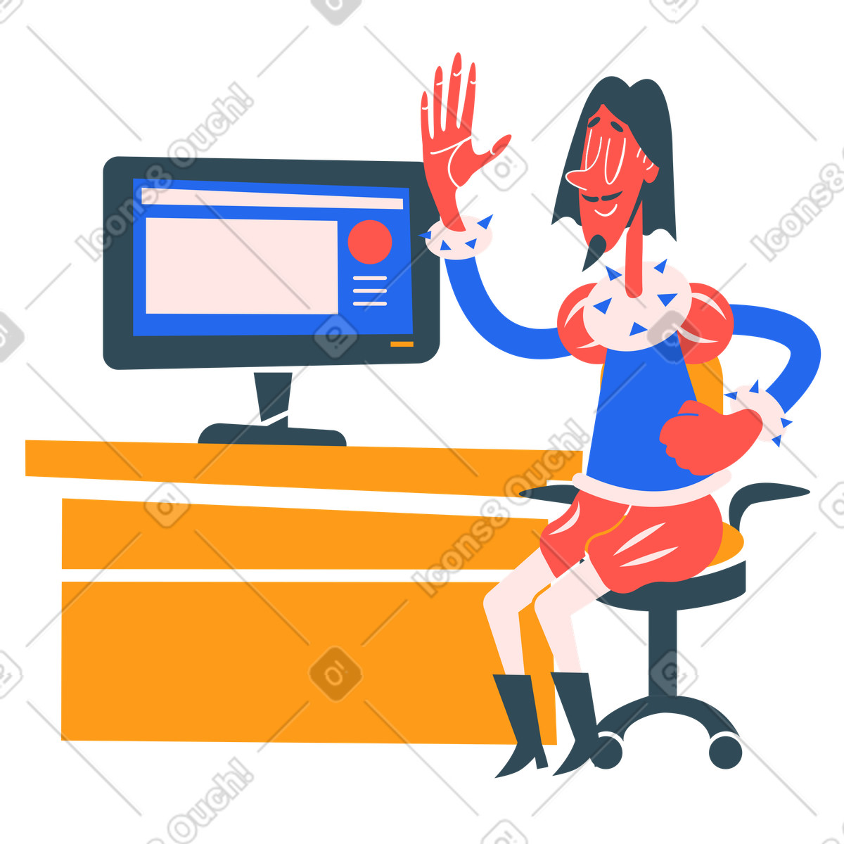 Lavorando al computer illustrazione in stile Kingdom scarica in PNG, SVG