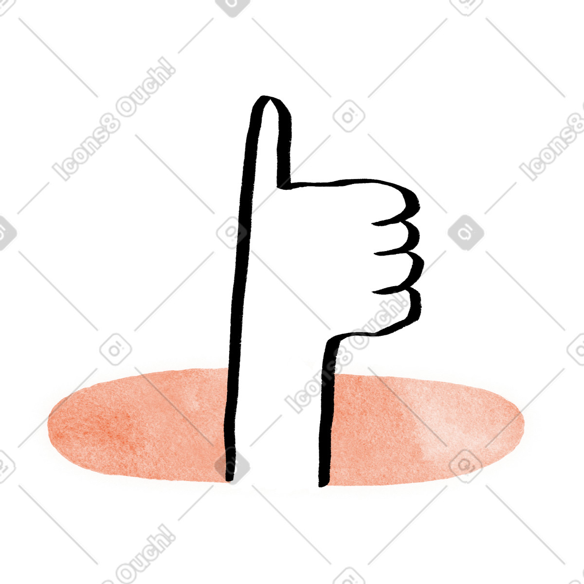 Segno del pollice in su che esce dal buco illustrazione stile Hand-drawn animation scarica PNG, SVG