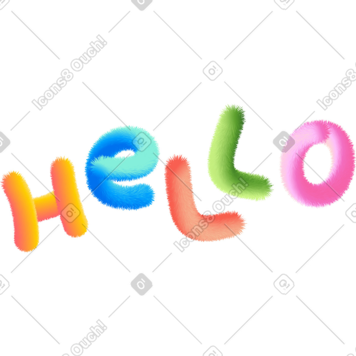 Ilustração de Olá multicolorido em no estilo Puffy para baixar em PNG, SVG