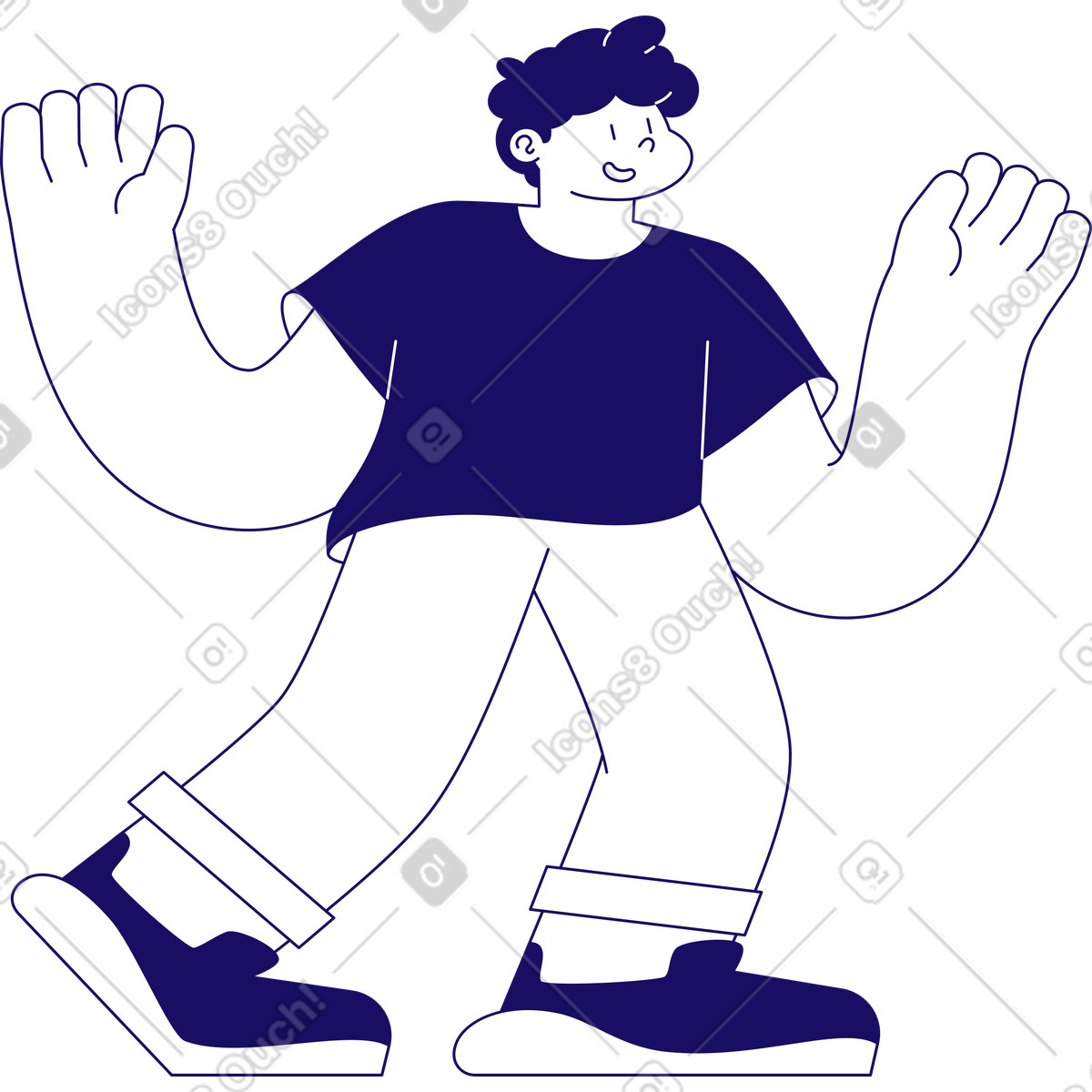 Ilustración Hombre sosteniendo algo en estilo Bendy a descargar en PNG y SVG