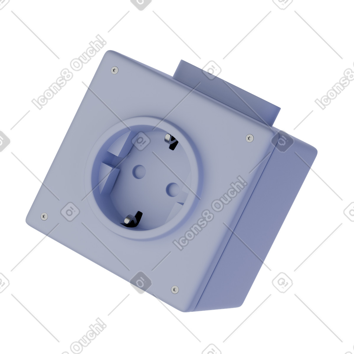 Violet schuko power strip cube, Extension socket block, Electrical outlet render illustrazione in stile 3D Product scarica in PNG, SVG