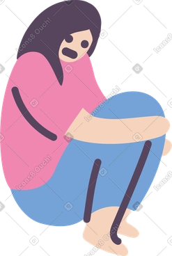 Sad woman hugs knees PNG, SVG
