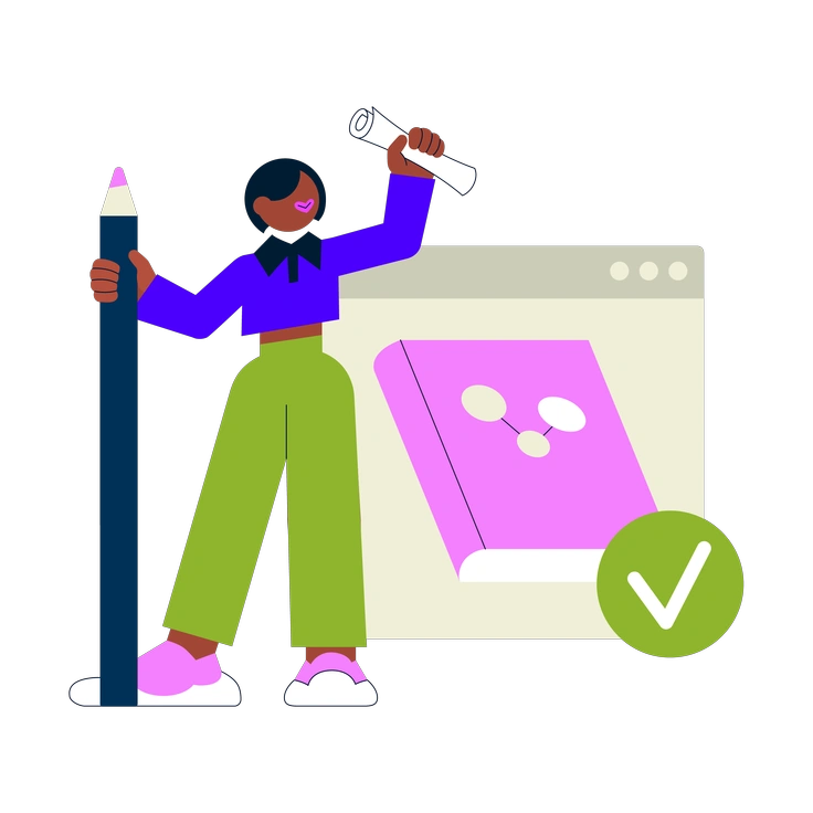 A person holding a pencil and scroll - Cubes style illustration