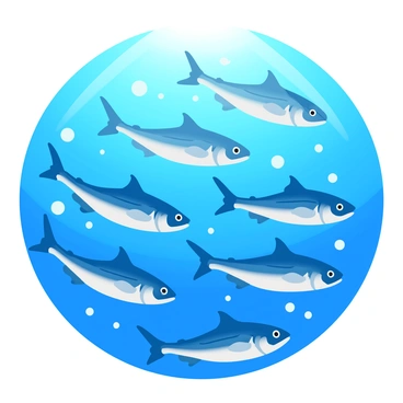 A school of barracudas swimming gracefully in unison. The barracudas are sleek and elongated, displaying vibrant metallic blue and silver scales that catch the light. Each fish has sharp, pointed teeth and long bodies, creating a streamlined effect as they move. The school twists and turns in a coordinated manner, with their tails flicking in sync, creating a dynamic sense of motion. Bubbles trail behind them as they navigate through a clear blue ocean, enhancing the feeling of speed and fluidity. Sunlight filters through the water above, illuminating the scene with a shimmering effect.