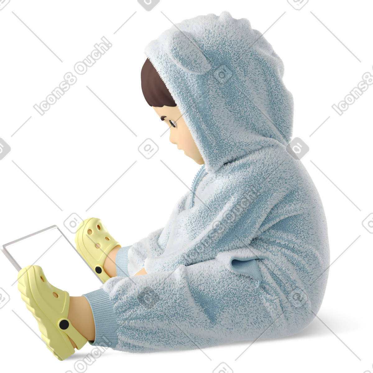 Small child with laptop illustration in 3D Business style download in PNG, SVG