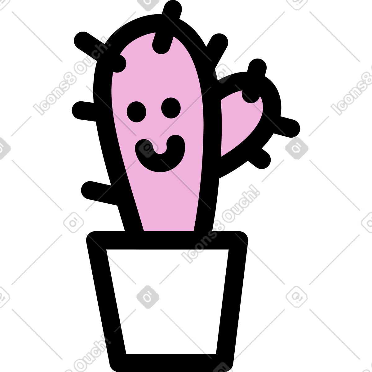 Cactus illustration in Mochi style download in PNG, SVG