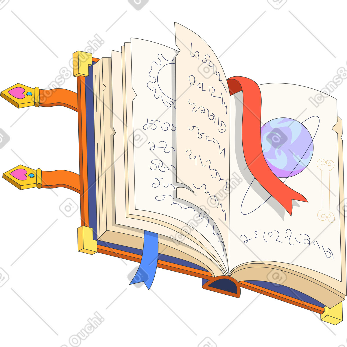 Magic book illustration in Kit style download in PNG, SVG