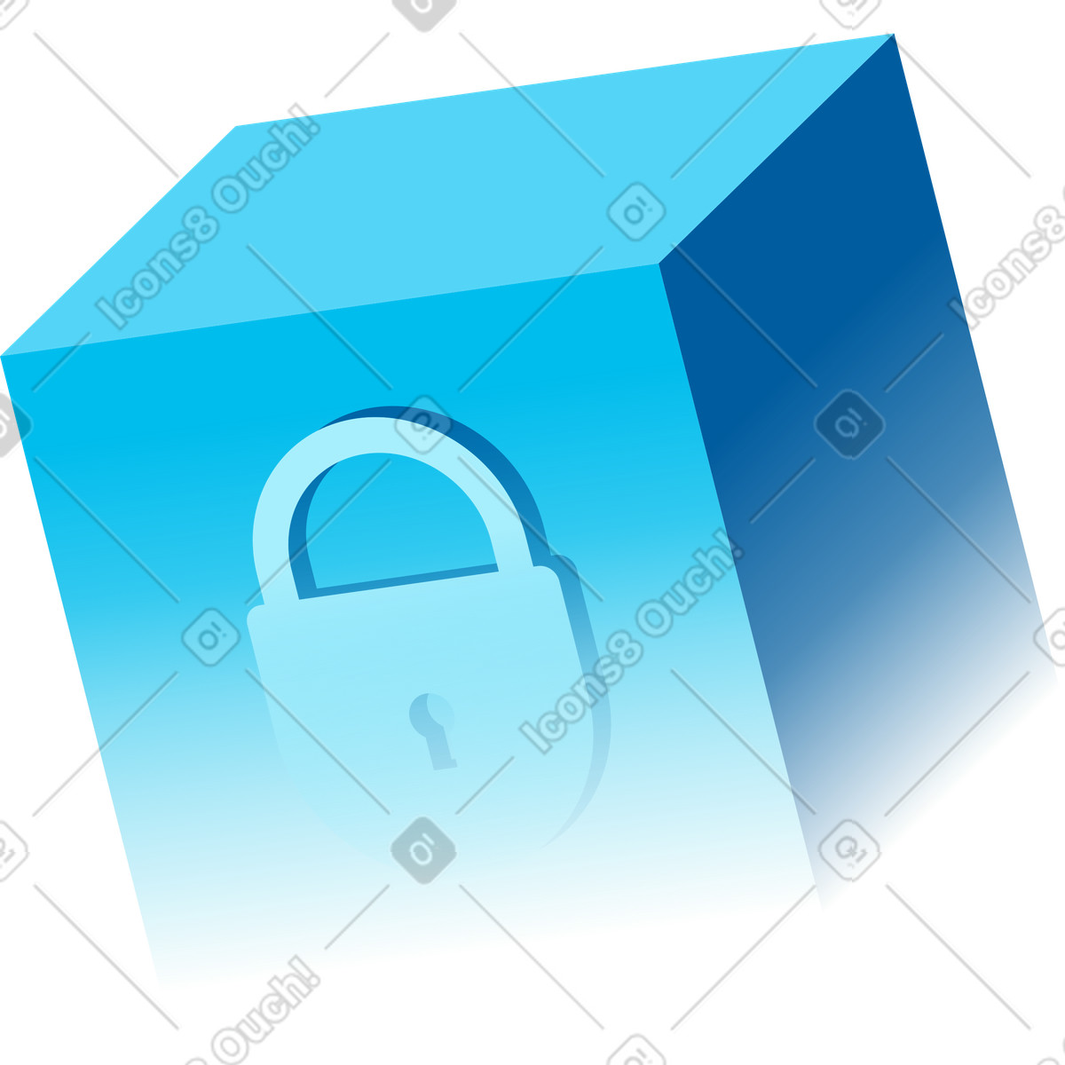 Ilustração de Cubo com fechadura em no estilo Icy para baixar em PNG, SVG