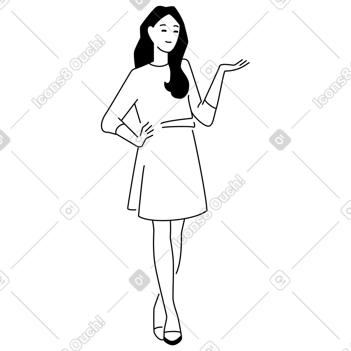 Presenter gesturing with open palm illustration teaching clipart PNG vector graphics