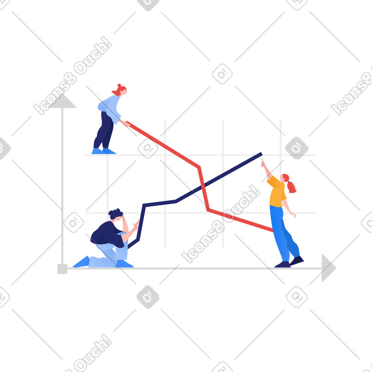 Menschen, die mit statistischen daten arbeiten-Illustration im Clip-Stil als Download in PNG, SVG