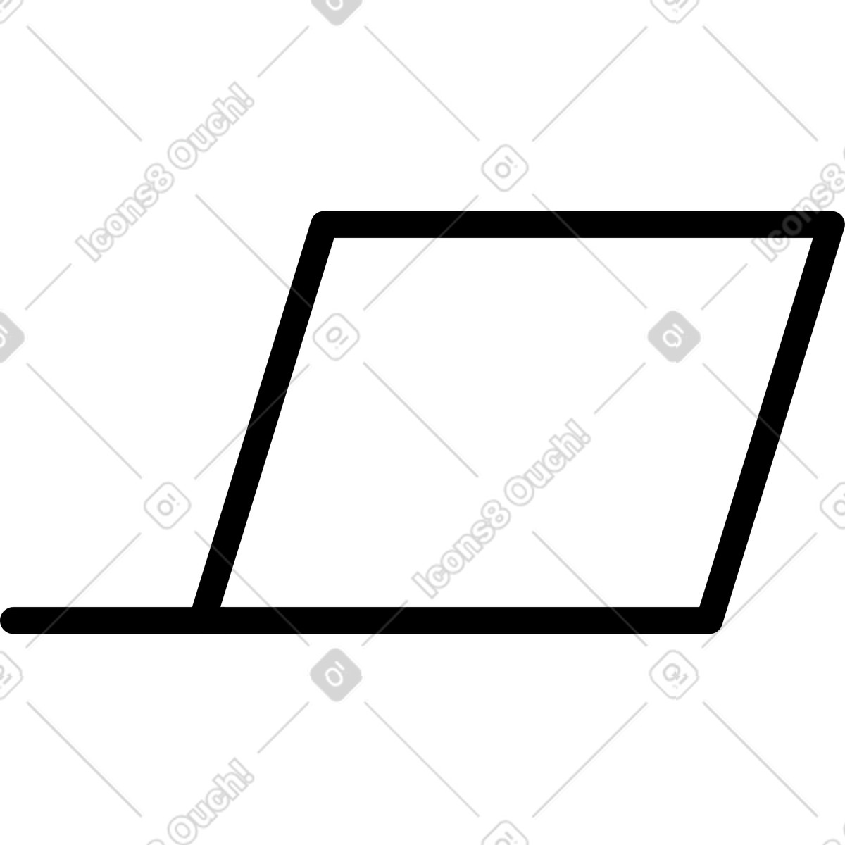 Parallelogram geometric shape minimal white quadrilateral on black field-Illustration im Notion Line Art-Stil als Download in PNG, SVG