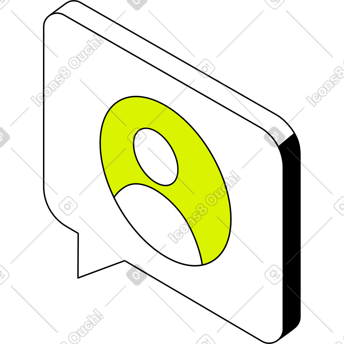 Isometric スタイルの Speech bubble with client icon のイラストをPNG、SVG形式でダウンロード