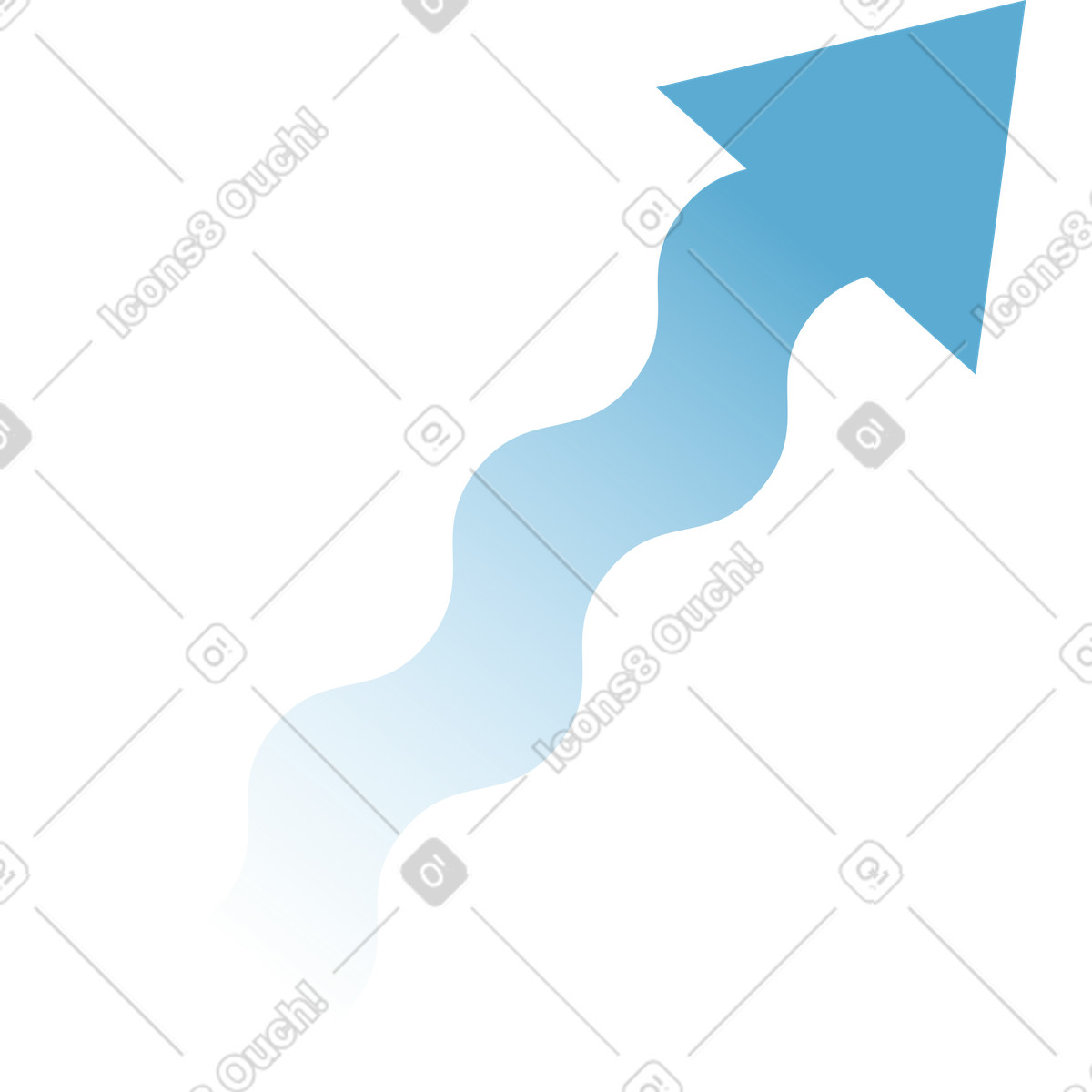 Slim wavy upward growth arrow illustration in Concept style download in PNG, SVG