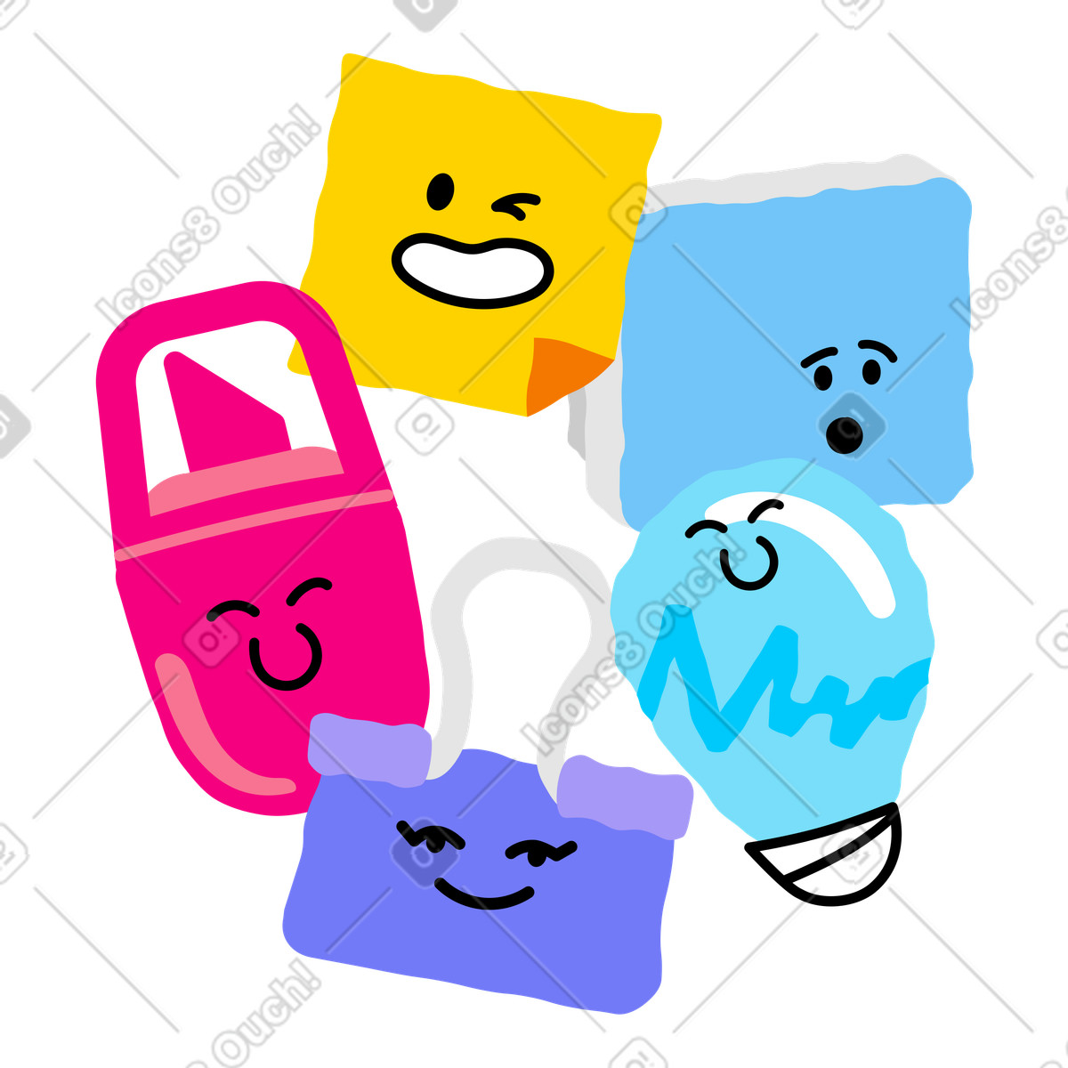 Personaggi di office con emozioni diverse illustrazione in stile Giggle scarica in PNG, SVG