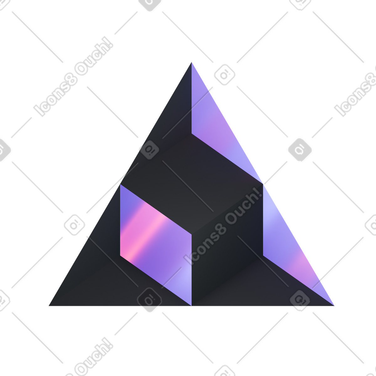 Cubes inside metallic triangle illustrazione animata in stile 3D Illusion scaricabile in GIF, Lottie (JSON), AE