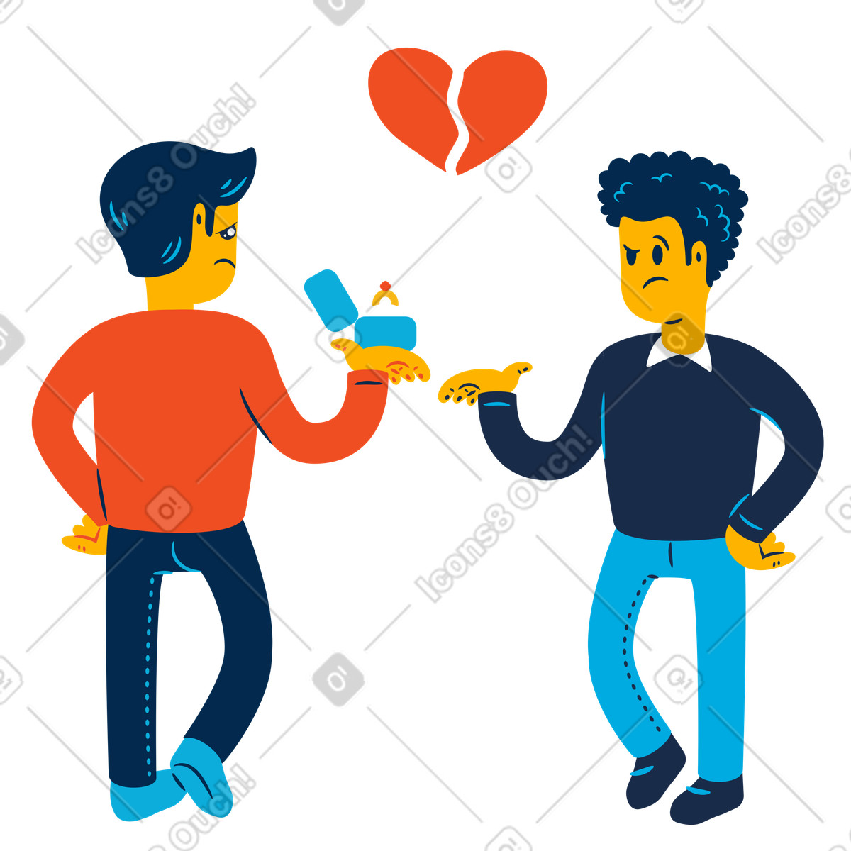 Ilustração de Marriage proposal rejection, Rejected love and heartbreak em no estilo Flame para baixar em PNG, SVG