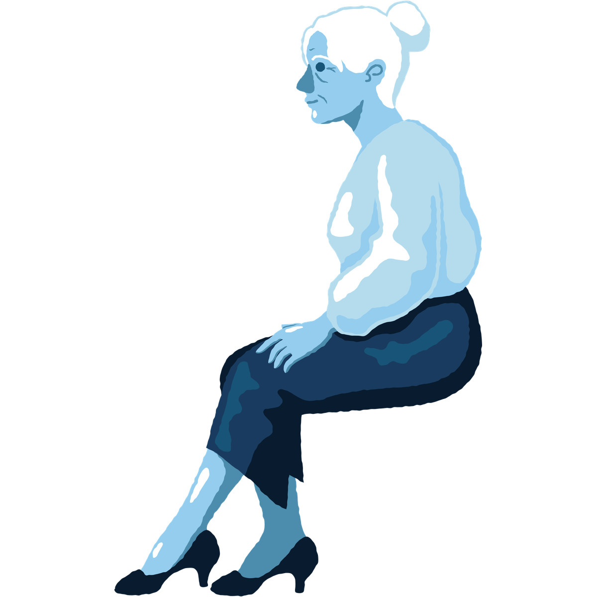 Ilustração de Old woman sitting side view em no estilo Cherry para baixar em PNG, SVG