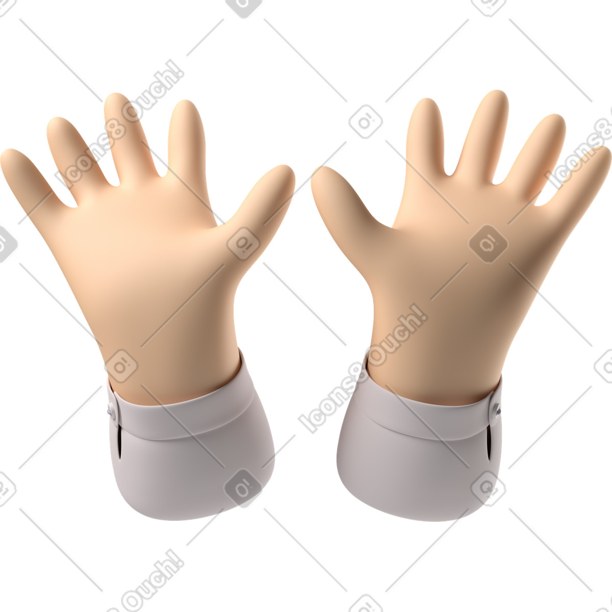 Illustration Mains ouvertes à la peau pâle dans le style 3D Hands Fun&Wild télécharger aux formats PNG, SVG