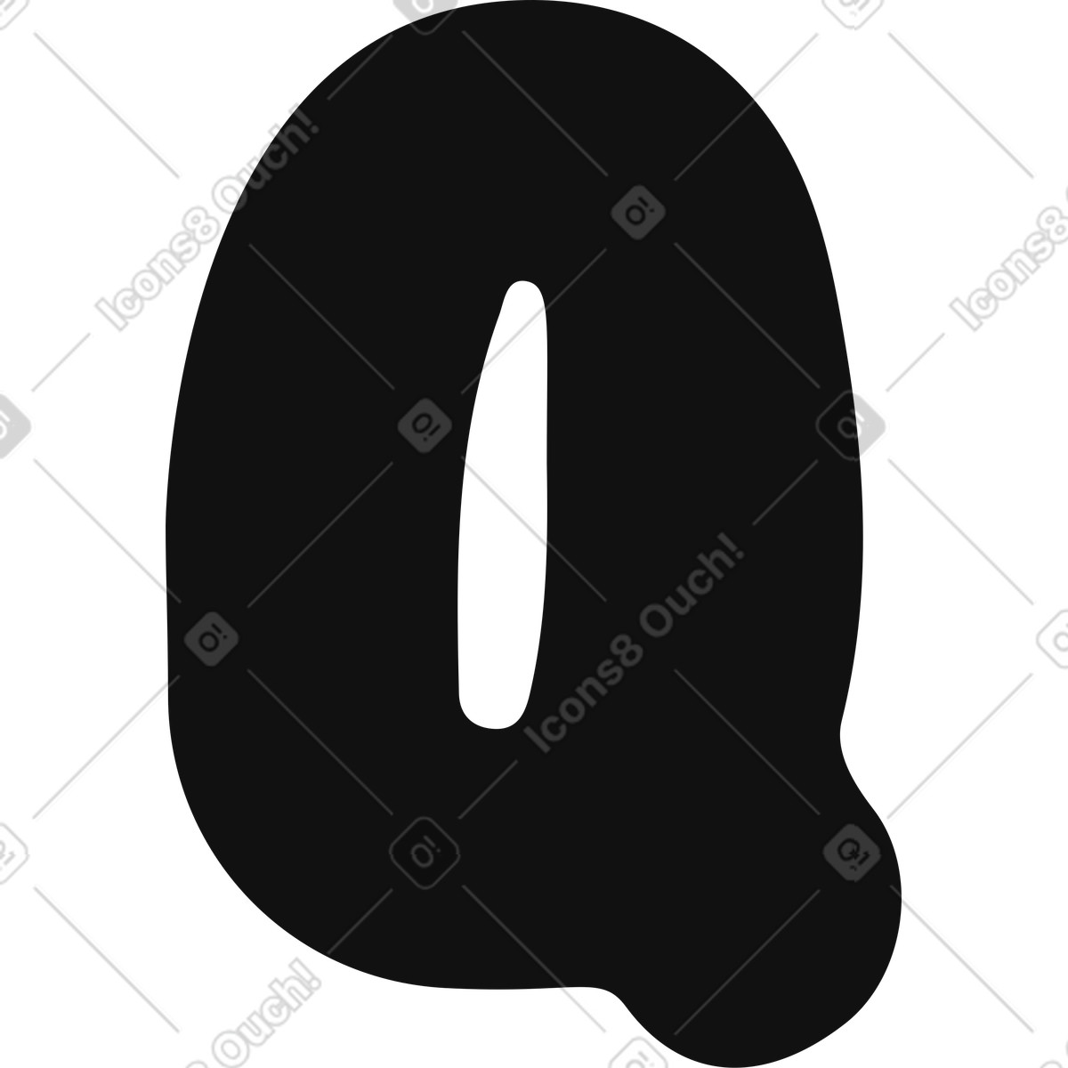 Letter q illustration in Journal style download in PNG, SVG