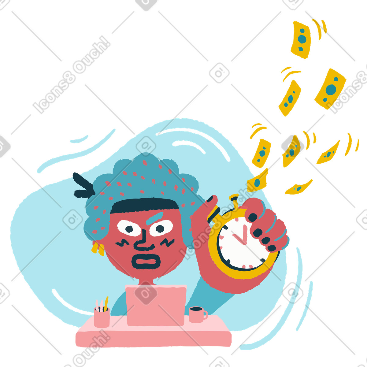 Il tempo è denaro illustrazione in stile Flamenco scarica in PNG, SVG