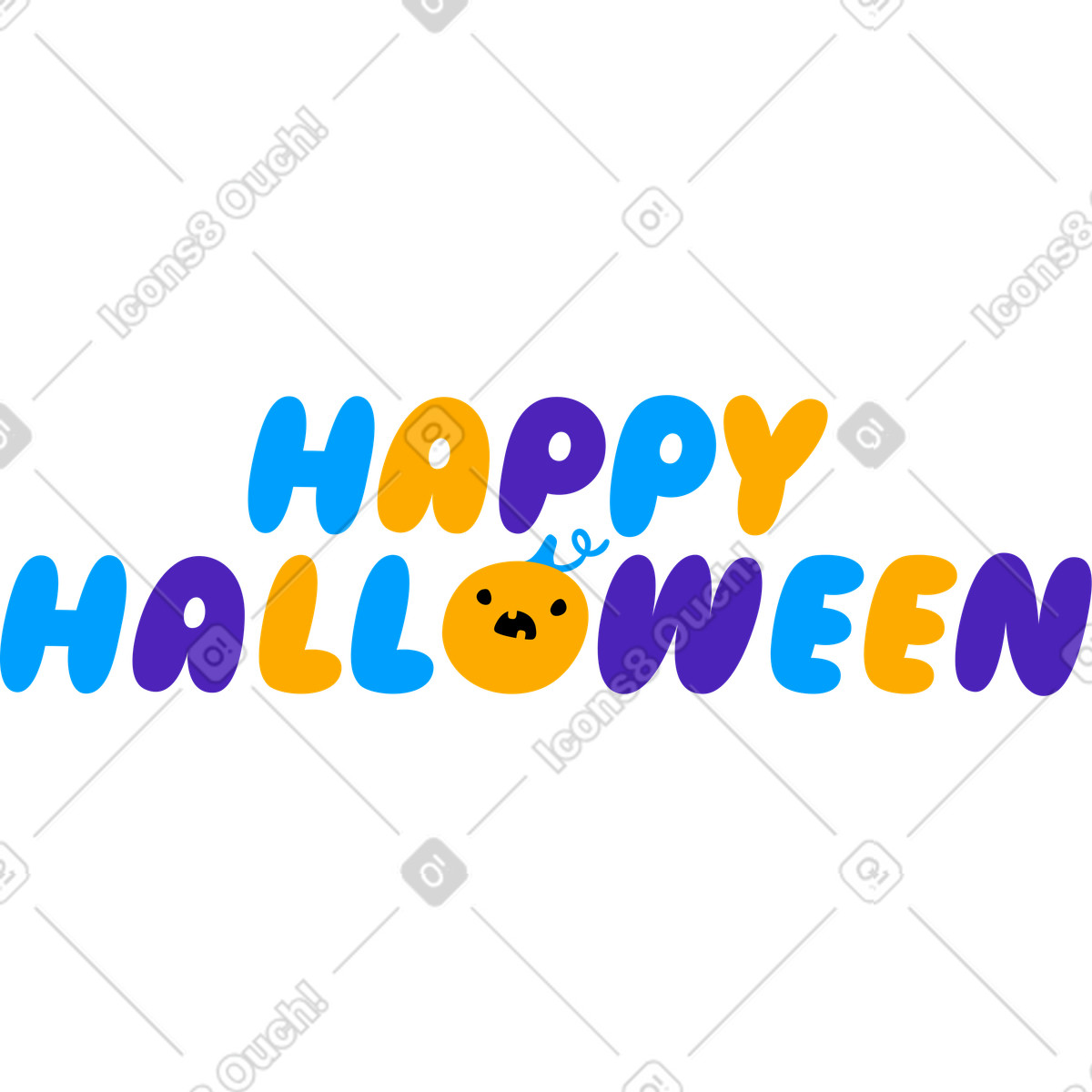 Scritte con testo gonfio di happy halloween zucca illustrazione in stile Lettering scarica in PNG, SVG