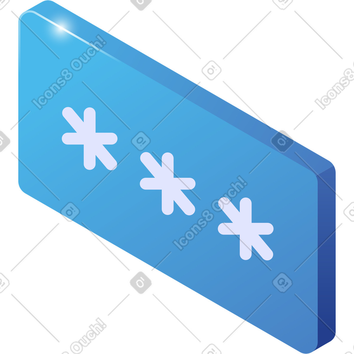 Ilustración Password panel with three asterisks indicating hidden security code en estilo Quantum a descargar en PNG y SVG
