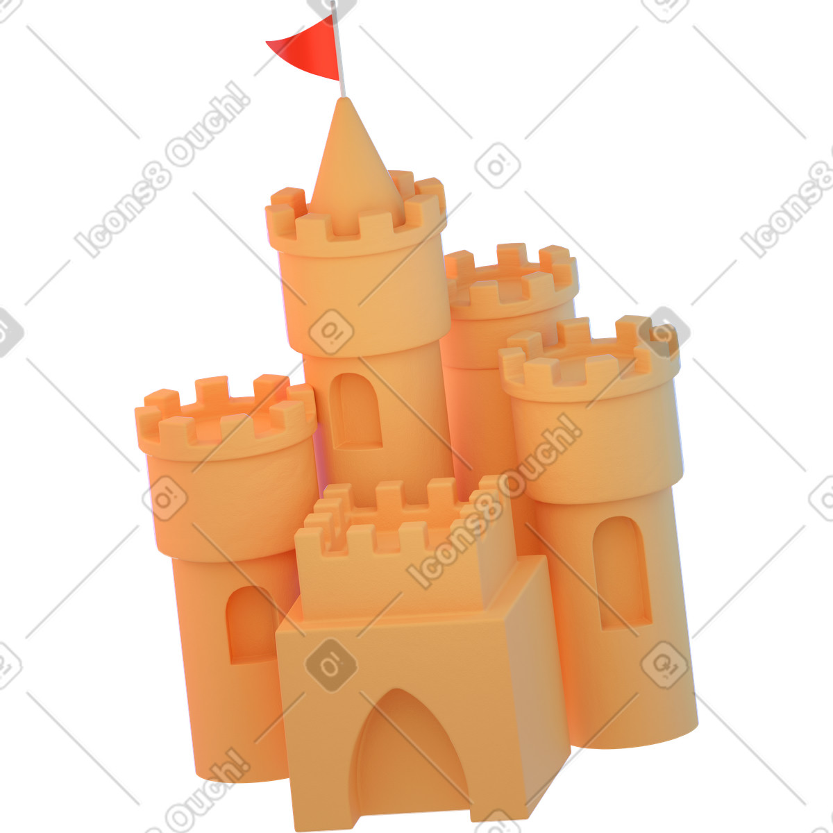 Sand castle illustration in 3D Holidays style download in PNG, SVG