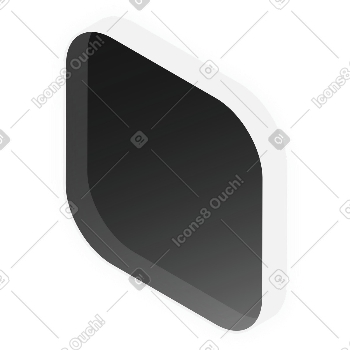 Black translucent square icon illustration in Inverse style download in PNG, SVG