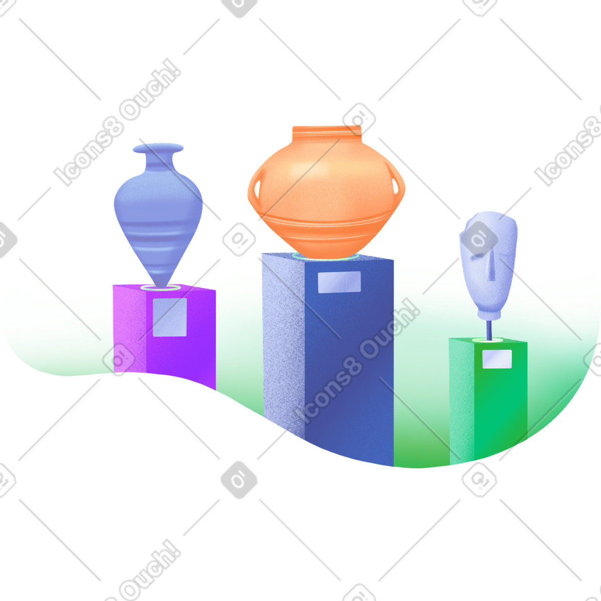 Ilustração de Antique art objects on pedestals em no estilo Smart para baixar em PNG, SVG