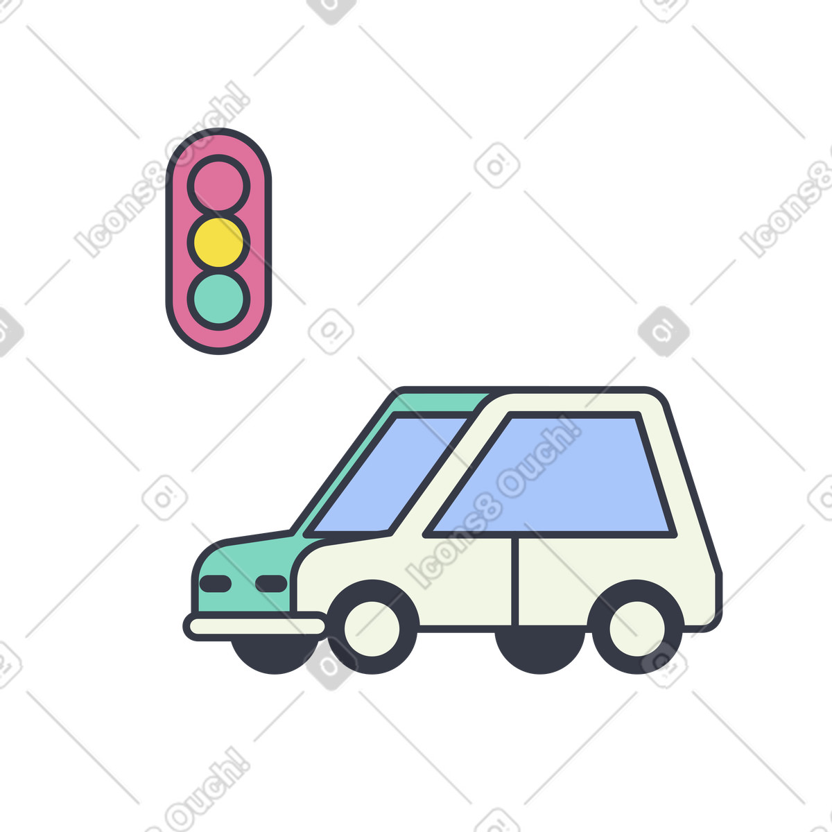 Ilustração de Veículo parado no semáforo em estilo Abstract para baixar em PNG, SVG