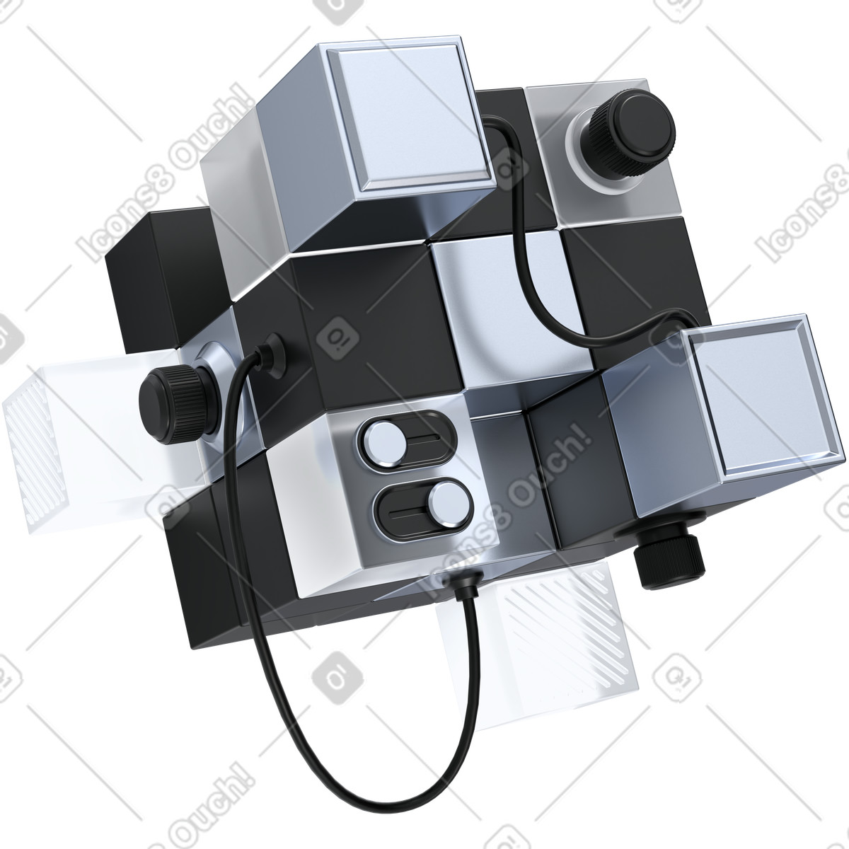 Ilustração de Cubes modular control system representing configurable digital workflow automation concept em no estilo 3D Pro para baixar em PNG, SVG