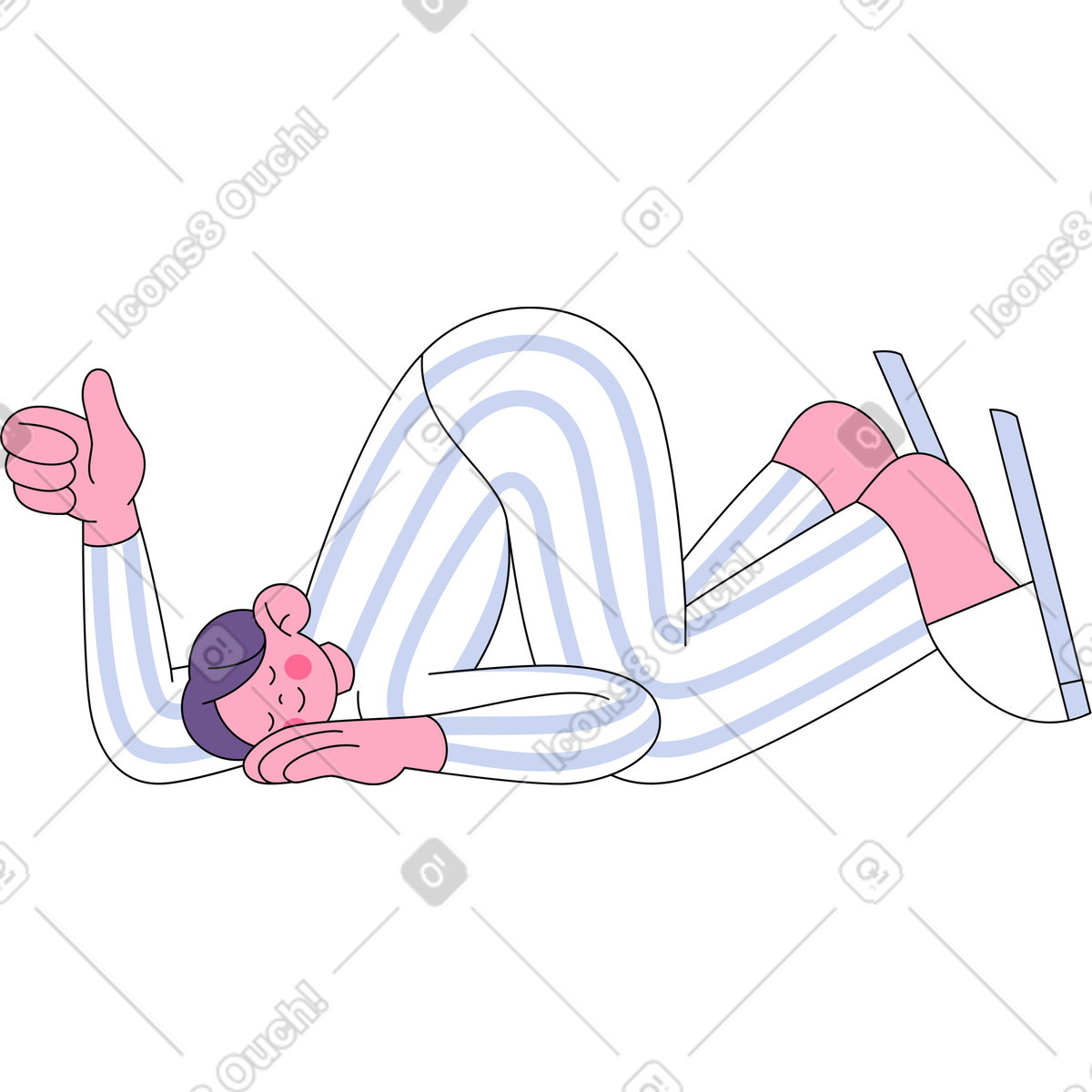 Man in pyjamas sleeping with his butt up illustration Bloom style download PNG, SVG