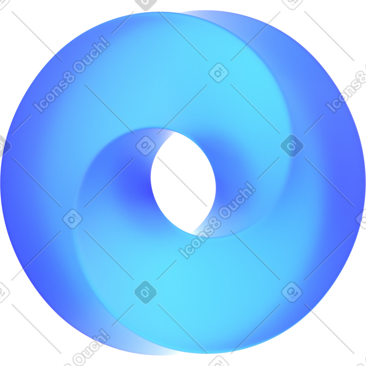 뫼비우스의 띠 파란 유리 illustration in 3D Glassy style download in PNG, SVG