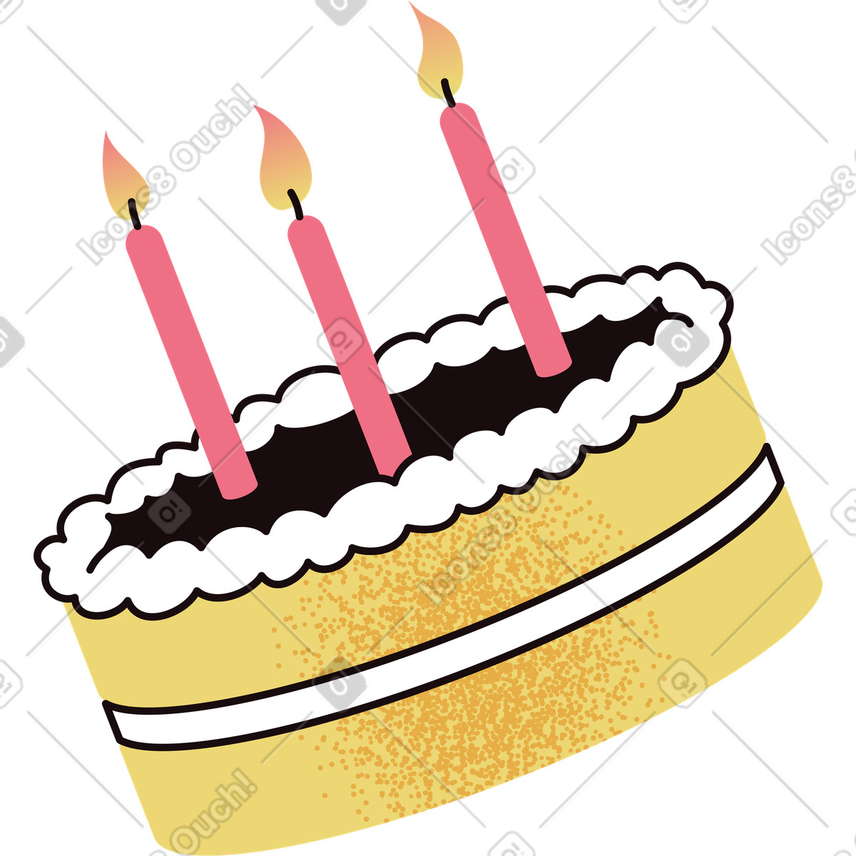 Cake with candles illustration in Delight style download in PNG, SVG