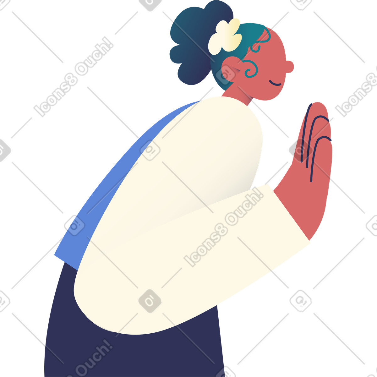 Ilustración Niña de pie lado y sonríe en estilo Beam a descargar en PNG SVG