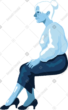 Old woman sitting side view PNG, SVG