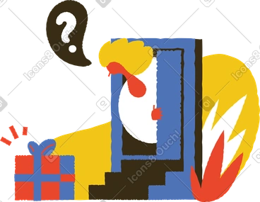 Man opening the door with a question mark above his head PNG, SVG