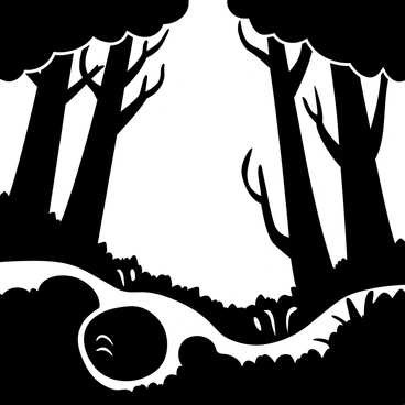 A pair of "glowing eyes" is visible amidst the thick, swirling "fog" of a "haunted forest". Tall trees with twisted branches loom in the background, their outlines barely discernible through the mist. Dark shadows form irregular shapes on the forest floor, covered in fallen leaves and underbrush. The atmosphere is dense and foreboding, enhancing the mysterious presence of the eyes. Wisps of fog curl around the tree trunks, adding to the eerie, unsettling environment.