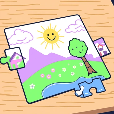 A jigsaw puzzle with pieces forced into the wrong places, creating a humorous image.