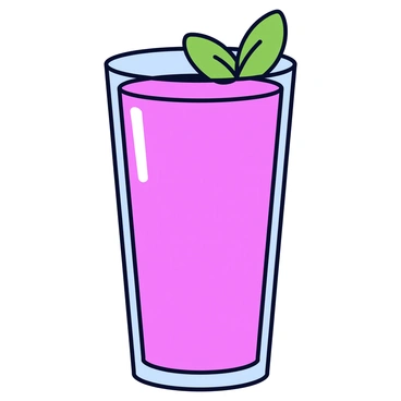 A tall glass of raspberry smoothie with a sprig of mint on top
